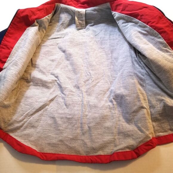 Vintage Nike Boys Red Navy Blue Jacket Lightweight Full Zipper Size 5-6 Pocket - Picture 3 of 9